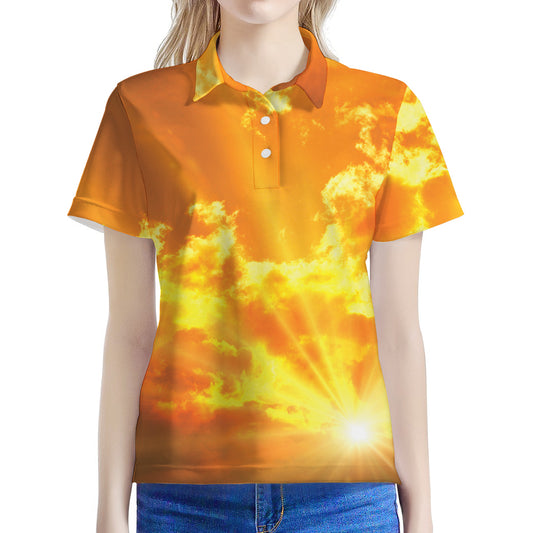 Sunrise Sky Print Women's Polo Shirt