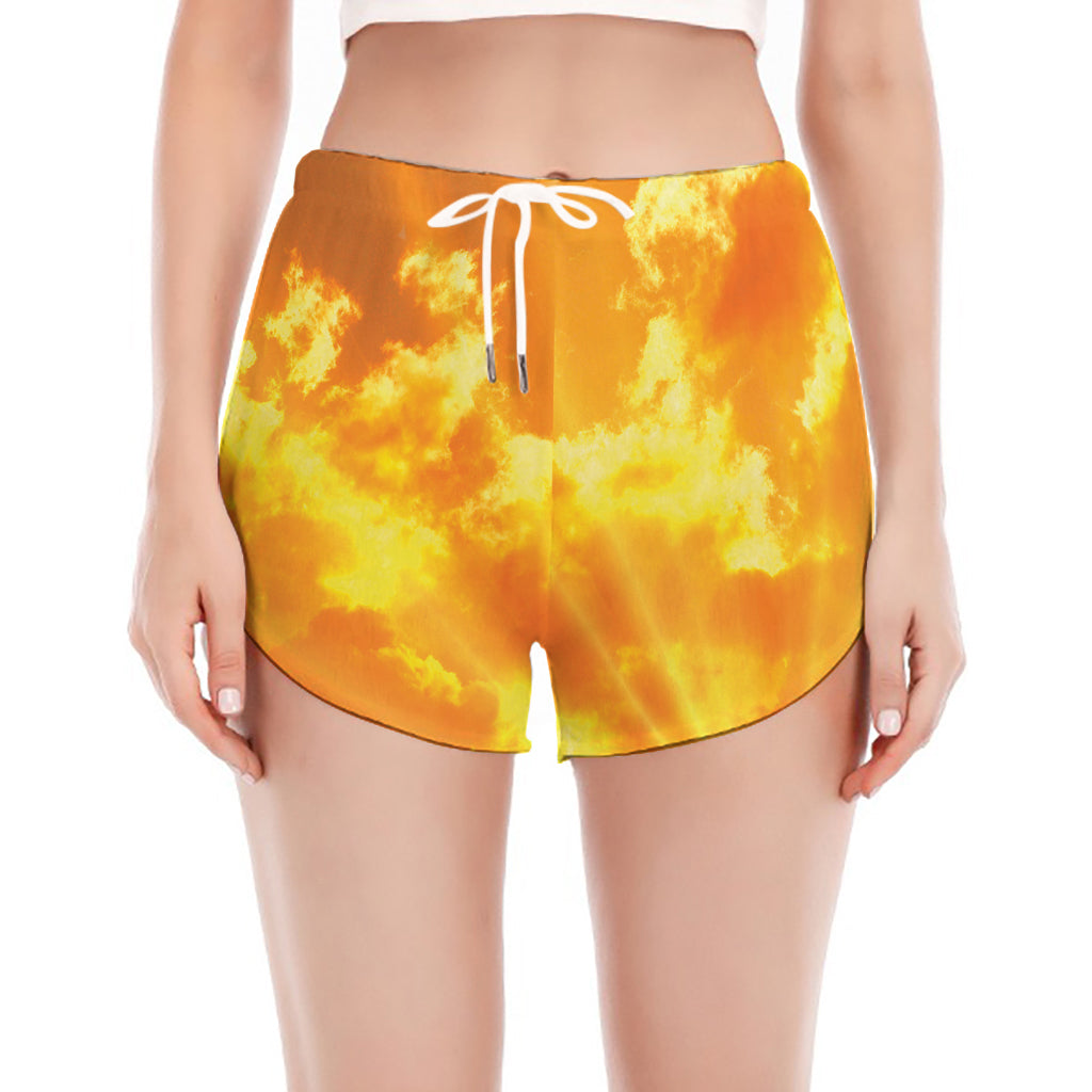 Sunrise Sky Print Women's Split Running Shorts
