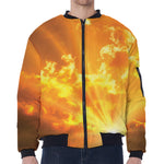 Sunrise Sky Print Zip Sleeve Bomber Jacket