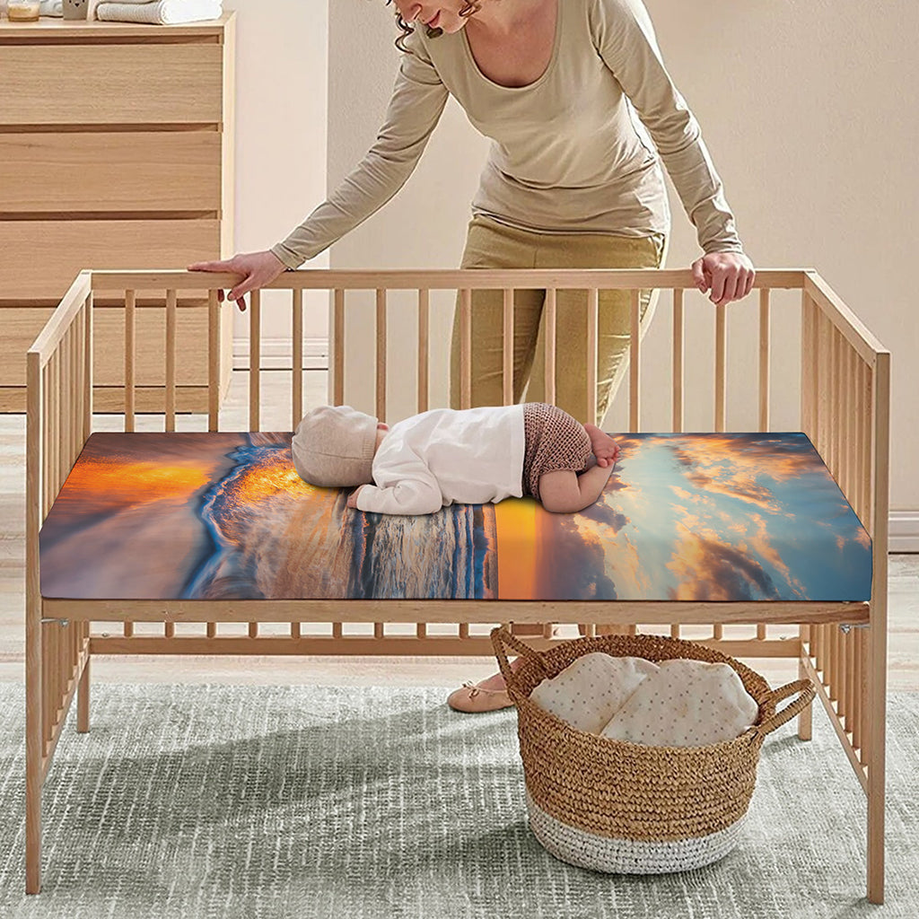 Sunrise Wave Print Baby Crib Sheet