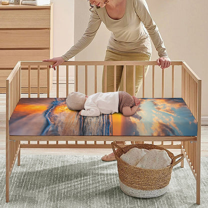 Sunrise Wave Print Baby Crib Sheet
