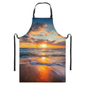 Sunrise Wave Print Bib Apron With Pocket