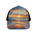 Sunrise Wave Print Black Mesh Trucker Hat