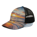 Sunrise Wave Print Black Mesh Trucker Cap
