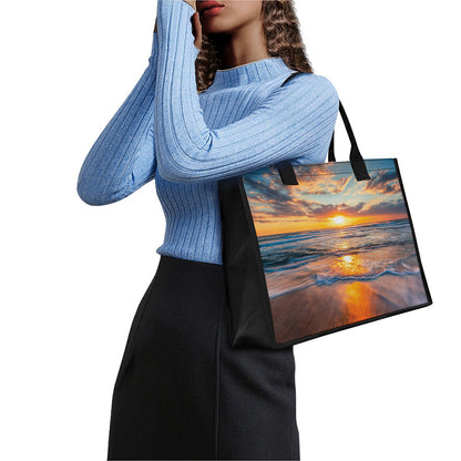 Sunrise Wave Print Canvas Tote Bag