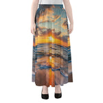 Sunrise Wave Print Chiffon Maxi Skirt
