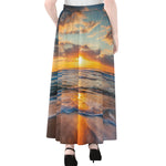 Sunrise Wave Print Chiffon Maxi Skirt