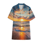 Sunrise Wave Print Cotton Hawaiian Shirt