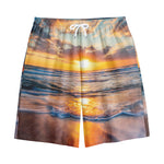 Sunrise Wave Print Cotton Shorts