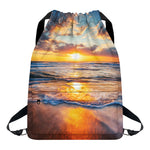 Sunrise Wave Print Drawstring Backpack