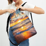 Sunrise Wave Print Drawstring Backpack