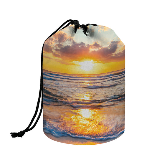 Sunrise Wave Print Drawstring Makeup Bag