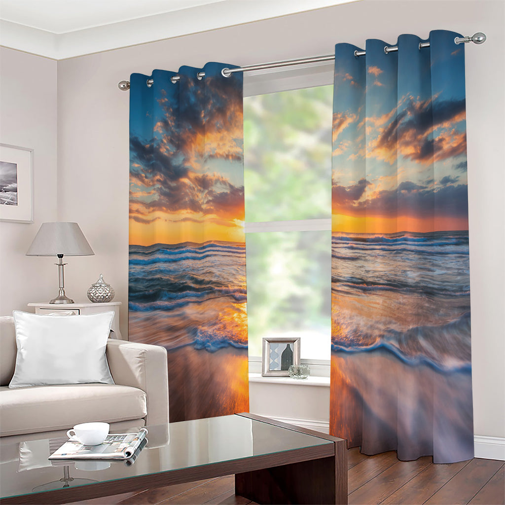 Sunrise Wave Print Extra Wide Grommet Curtains