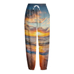 Sunrise Wave Print Fleece Lined Knit Pants
