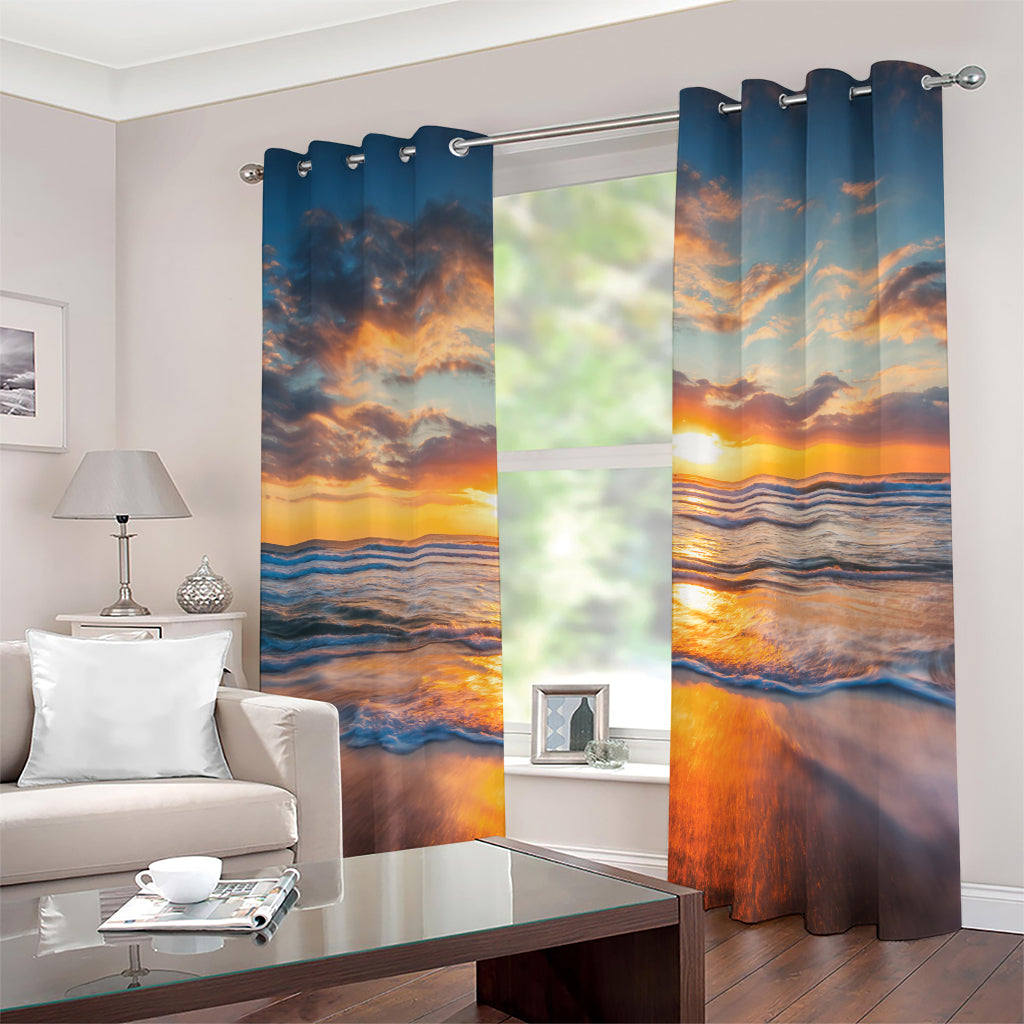 Sunrise Wave Print Grommet Curtains