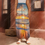 Sunrise Wave Print Harem Pants