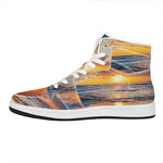 Sunrise Wave Print High Top Leather Sneakers