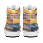 Sunrise Wave Print High Top Leather Sneakers