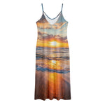 Sunrise Wave Print Jersey Midi Cami Dress