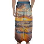 Sunrise Wave Print Lantern Pants
