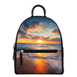 Sunrise Wave Print Leather Backpack