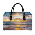 Sunrise Wave Print Leather Duffle Bag