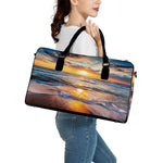 Sunrise Wave Print Leather Duffle Bag