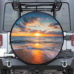 Sunrise Wave Print Leather Spare Tire Cover