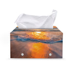 Sunrise Wave Print Leather Tissue Box Cover