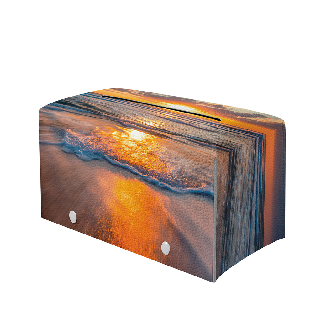 Sunrise Wave Print Leather Tissue Box Cover