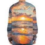 Sunrise Wave Print Long Sleeve Baseball Jersey