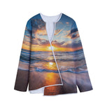 Sunrise Wave Print Long Sleeve Short Coat