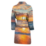 Sunrise Wave Print Men's Bathrobe