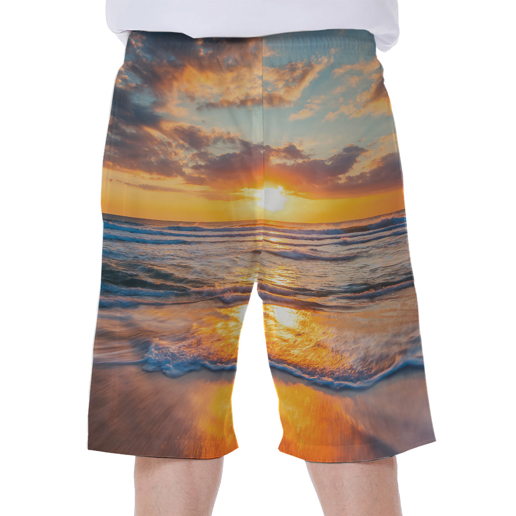 Sunrise Wave Print Men's Beach Shorts