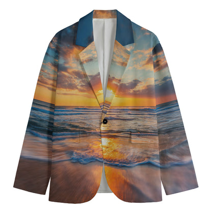 Sunrise Wave Print Men's Blazer