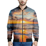 Sunrise Wave Print Men's Bomber Jacket