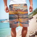 Sunrise Wave Print Men's Cargo Shorts