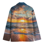 Sunrise Wave Print Men's Cotton Blazer