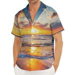 Sunrise Wave Print Men's Deep V-Neck Shirt