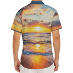 Sunrise Wave Print Men's Deep V-Neck Shirt