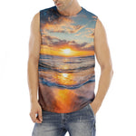 Sunrise Wave Print Men's Fitness Tank Top