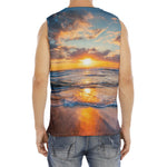 Sunrise Wave Print Men's Fitness Tank Top