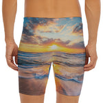 Sunrise Wave Print Men's Long Boxer Briefs