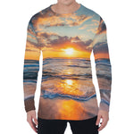 Sunrise Wave Print Men's Long Sleeve T-Shirt