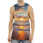 Sunrise Wave Print Men's Muscle Tank Top