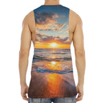 Sunrise Wave Print Men's Muscle Tank Top