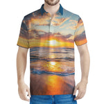 Sunrise Wave Print Men's Polo Shirt