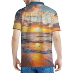 Sunrise Wave Print Men's Polo Shirt