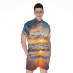 Sunrise Wave Print Men's Rompers