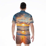 Sunrise Wave Print Men's Rompers